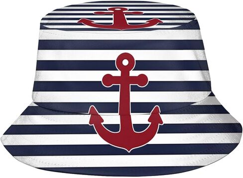 Nautical Anchor Bucket Hats Fashion Sun Cap Packable Blue Fisherman Hat for Women Men Summer Travel Hat in Saudi Arabia