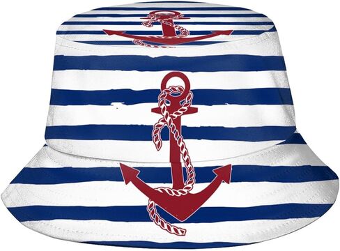 Nautical Anchor Bucket Hats Fashion Sun Cap Packable Blue Fisherman Hat for Women Men Summer Travel Hat in Saudi Arabia