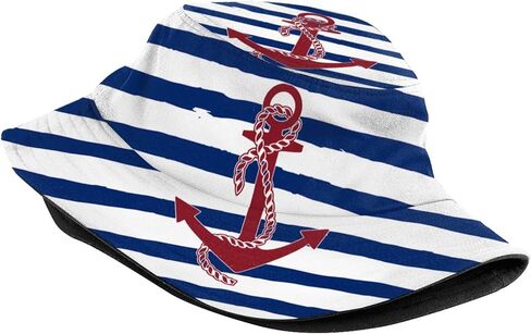 Nautical Anchor Bucket Hats Fashion Sun Cap Packable Blue Fisherman Hat for Women Men Summer Travel Hat in Saudi Arabia