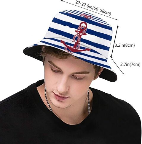 Nautical Anchor Bucket Hats Fashion Sun Cap Packable Blue Fisherman Hat for Women Men Summer Travel Hat in Saudi Arabia