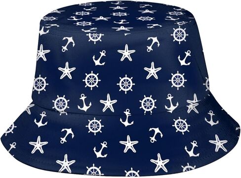Nautical Anchor Bucket Hats Fashion Sun Cap Packable Blue Fisherman Hat for Women Men Summer Travel Hat in Saudi Arabia