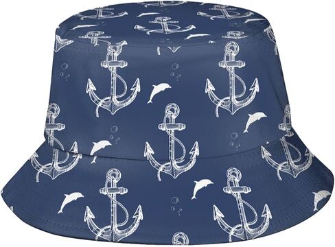 Nautical Anchor Bucket Hats Fashion Sun Cap Packable Blue Fisherman Hat for Women Men Summer Travel Hat in Saudi Arabia