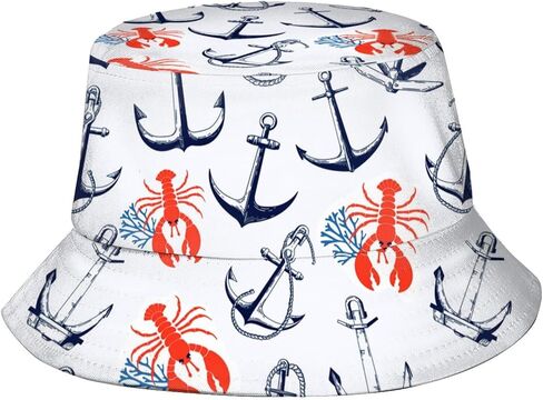 Nautical Anchor Bucket Hats Fashion Sun Cap Packable Blue Fisherman Hat for Women Men Summer Travel Hat in Saudi Arabia