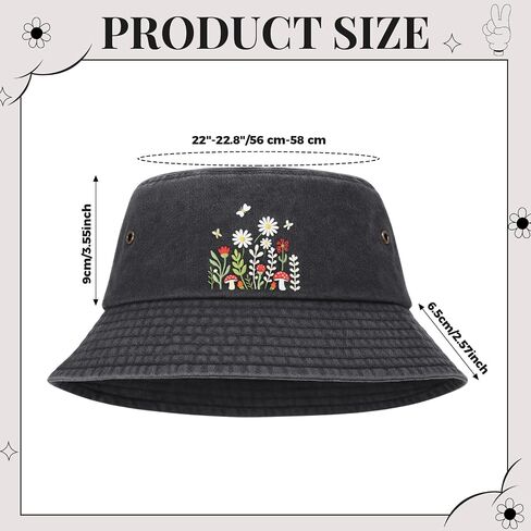 Twistover Floral Bucket Hat for Women Gardening Hat Summer Travel Beach Fishing Cap for Women Outdoor Hiking Black in Saudi Arabia