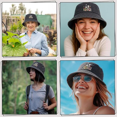 Twistover Floral Bucket Hat for Women Gardening Hat Summer Travel Beach Fishing Cap for Women Outdoor Hiking Black in Saudi Arabia