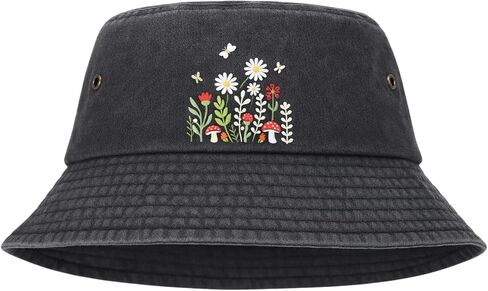 Twistover Floral Bucket Hat for Women Gardening Hat Summer Travel Beach Fishing Cap for Women Outdoor Hiking Black in Saudi Arabia