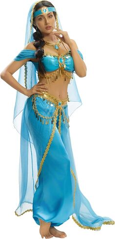 Cosplay.fm Women Arabian Princess Costume Deluxe Cosplay Outfit Top Pants with Full Accessories in Kuwait