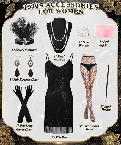 1920s Dresses for Women, V Neck Gatsby Flapper Dress with Sequin Fringe in Saudi Arabia