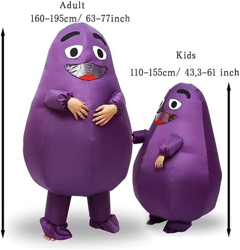 Grimace Costume Purple Inflatable Suit Halloween Mascot for Adult and Kids in Saudi Arabia