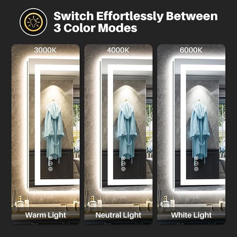 Briivue 24x32 Inch LED Bathroom Mirror with Lights, Backlit & Front Lit, Anti-Fog Lighted Bathroom Vanity Mirror for Wall, Memory Function, Dimmable, HD Tempered Glass, Shatter-Proof in Saudi Arabia