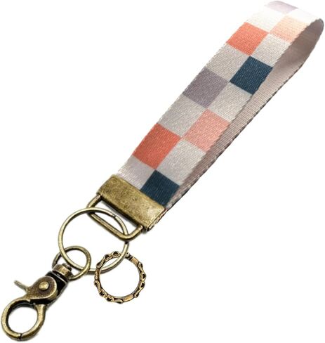 Boho Embroidered Wristlet Keychain for Women,Cute Floral Fabric Key Chain Lanyard& Antique Brass Clasp for Purse in Saudi Arabia
