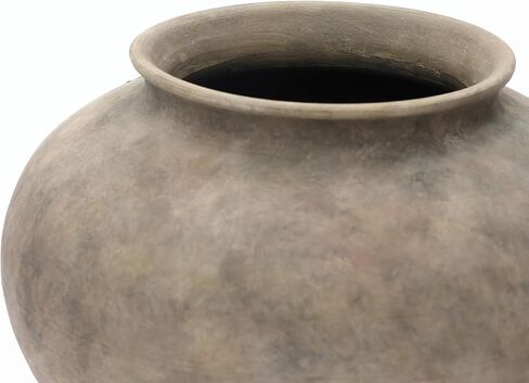LuxenHome Rustic Ceramic Vase, 12" Wide Terracotta Pot with Earthy Gray-Brown Finish, Farmhouse Flower Vase for Shelf Dining Table Decor, Vintage Pottery for Living Room Decor, Home Décor Accents in Saudi Arabia