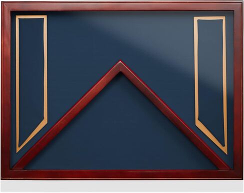 Reminded Military Shadow Box Display Case for Medals & Burial Flag - Solid Wood Cabinet with Navy Blue Velvet Insert in Saudi Arabia