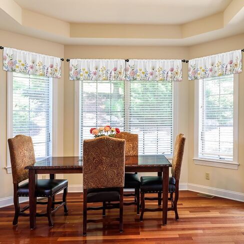 Emvency 8 Pack Green Valances Window Treatments, Eucalyptus Leaves Spring Summer Blackout Adjustable for Living Room Bathroom Bedroom Kitchen Over Sink, 18x52 Inch Rod Pocket Valances in Saudi Arabia