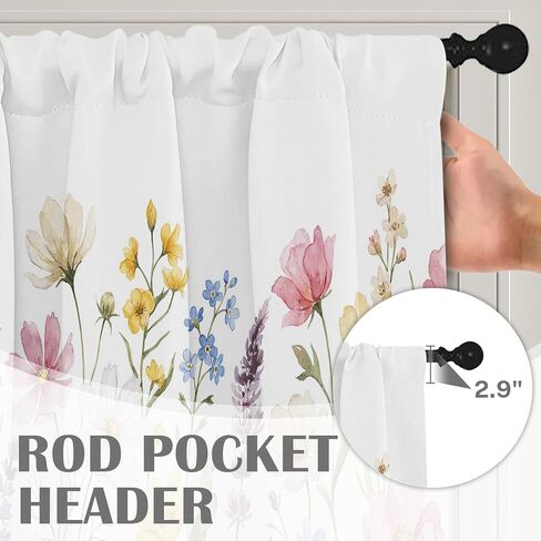 Emvency 8 Pack Green Valances Window Treatments, Eucalyptus Leaves Spring Summer Blackout Adjustable for Living Room Bathroom Bedroom Kitchen Over Sink, 18x52 Inch Rod Pocket Valances in Saudi Arabia