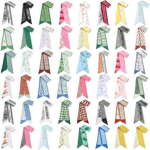48 Pcs Purse Scarf for Handbags Bulk, Bag Scarf Bulk Hair Neck Purse Scarves for Handbags, Head Scarves for Women Handbag - Random 48 Styles in Kuwait