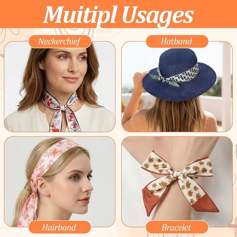 48 Pcs Purse Scarf for Handbags Bulk, Bag Scarf Bulk Hair Neck Purse Scarves for Handbags, Head Scarves for Women Handbag - Random 48 Styles in Kuwait