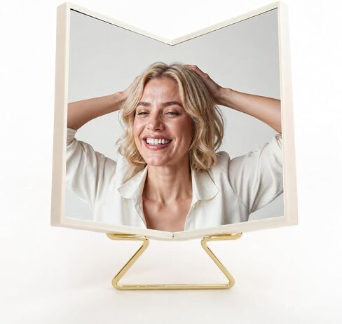 Realme V0 Non-Reversing Mirror with Stand, True Reflection Desk Mirror for Makeup, Hair Styling, Grooming and Photo Check in Saudi Arabia