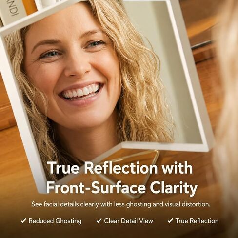 Realme V0 Non-Reversing Mirror with Stand, True Reflection Desk Mirror for Makeup, Hair Styling, Grooming and Photo Check in Saudi Arabia