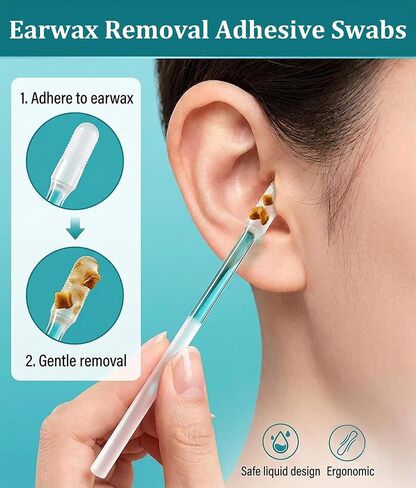 48 Pcs Sticky Ear Cleaning Stick, Adhesive Ear Wax Removal Tool & Ear Cleaning Tool Kit, Gentle Cleaning Stick with Dust Cover for All Ages in Kuwait