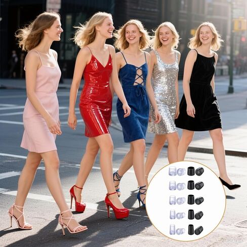 Heel Protectors for Grass 10 Pairs, 5 Sizes Heel Covers for High Heels, Clear, Heel Caps Stoppers for Walking on Grass and Uneven Floor in Saudi Arabia