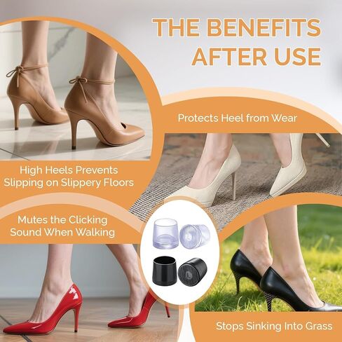 Heel Protectors for Grass 10 Pairs, 5 Sizes Heel Covers for High Heels, Clear, Heel Caps Stoppers for Walking on Grass and Uneven Floor in Saudi Arabia