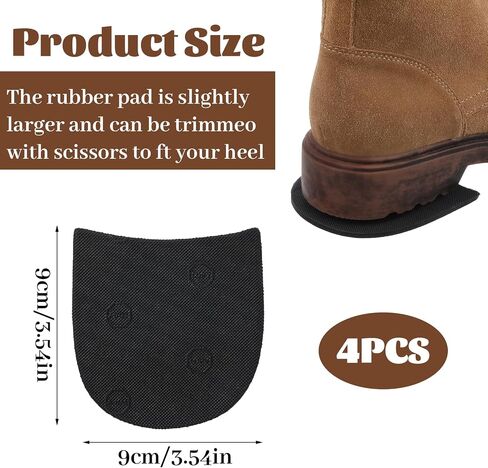 2 Pairs Boot Heel Repair Kit, Cuttable Boot Heel Replacement, Anti-Slip Shoe Heel Repair Rubber Pads, 4mm (5/32 Inch) Thick Heels Repair Pads for Women Men Boots in Kuwait
