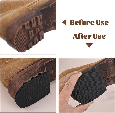 2 Pairs Boot Heel Repair Kit, Cuttable Boot Heel Replacement, Anti-Slip Shoe Heel Repair Rubber Pads, 4mm (5/32 Inch) Thick Heels Repair Pads for Women Men Boots in Kuwait