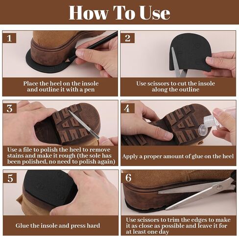 2 Pairs Boot Heel Repair Kit, Cuttable Boot Heel Replacement, Anti-Slip Shoe Heel Repair Rubber Pads, 4mm (5/32 Inch) Thick Heels Repair Pads for Women Men Boots in Kuwait