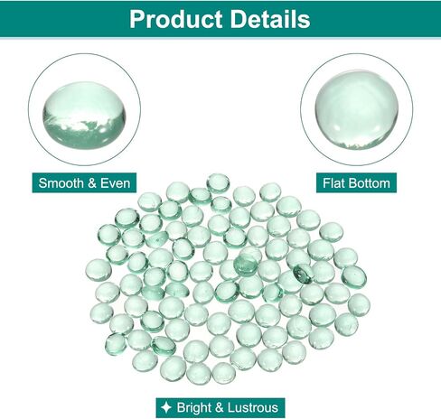 MECCANIXITY Glass Beads,100pcs Flat Glass Gemstone Green 1.1lbs (0.47-0.55") Glass Marbles Pebbles for Vase Fillers Aquarium Decor DIY Craft in Kuwait