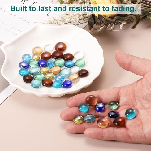 MECCANIXITY Glass Beads,100pcs Flat Glass Gemstone Green 1.1lbs (0.47-0.55") Glass Marbles Pebbles for Vase Fillers Aquarium Decor DIY Craft in Kuwait
