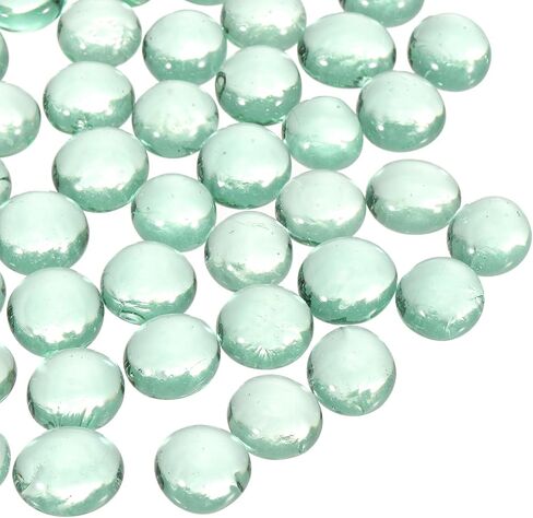 MECCANIXITY Glass Beads,100pcs Flat Glass Gemstone Green 1.1lbs (0.47-0.55") Glass Marbles Pebbles for Vase Fillers Aquarium Decor DIY Craft in Kuwait