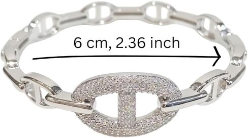 14K Gold Plated Cuff Bracelet for Women Chain Link Bangle Bracelet with Pavé CZ Center Anchor Link Style Minimalist Gold Jewelry in Saudi Arabia