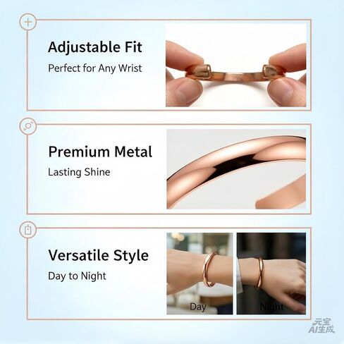 Copper Bracelet for Women — 99.99% Pure Copper Bracelets — Raw, Solid & Handmade Bracelet Cuff Bangles Open Cuff Style in Saudi Arabia