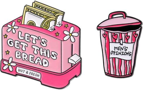2pcs Funny Enamel Pins for Jackets, Bags, Hats, Backpacks, Cute Bread Maker Lapel Pin Garbage Can Brooch Badge Gift for Women in Saudi Arabia