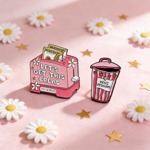 2pcs Funny Enamel Pins for Jackets, Bags, Hats, Backpacks, Cute Bread Maker Lapel Pin Garbage Can Brooch Badge Gift for Women in Saudi Arabia