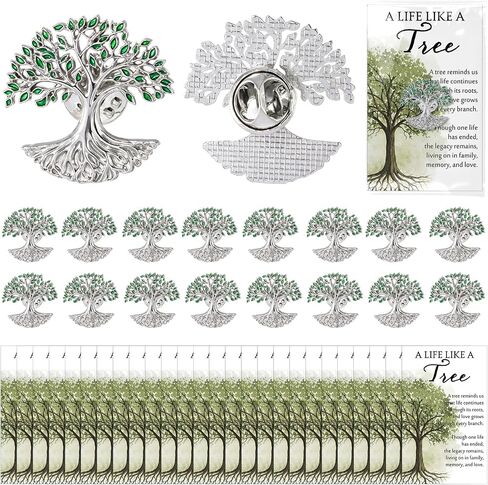 Liliaafar Funeral Favors for Guests Tree Celebration of Life Decorations Tree Pins Brooch and Sympathy Card for Dad Father in Kuwait