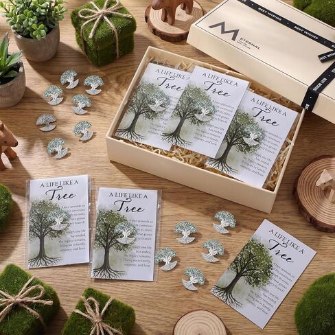 Liliaafar Funeral Favors for Guests Tree Celebration of Life Decorations Tree Pins Brooch and Sympathy Card for Dad Father in Kuwait