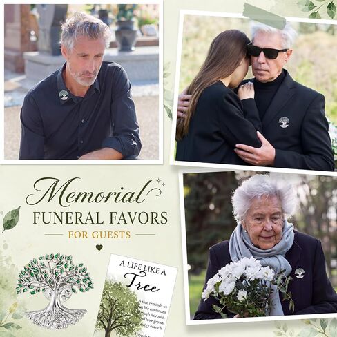 Liliaafar Funeral Favors for Guests Tree Celebration of Life Decorations Tree Pins Brooch and Sympathy Card for Dad Father in Kuwait