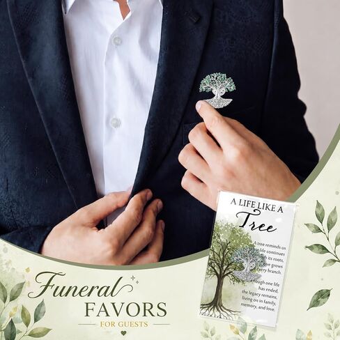 Liliaafar Funeral Favors for Guests Tree Celebration of Life Decorations Tree Pins Brooch and Sympathy Card for Dad Father in Kuwait