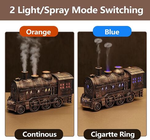 Train Diffuser, 300ml Vintage Steam Train Essential Oil Diffuser, 2 Color LED Dual Mist Modes Christmas Train Air Diffuser Aromatherapy Humidifier with Remote Control, 2/8 Hours Auto Shut-Off in Saudi Arabia