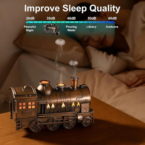 Train Diffuser, 300ml Vintage Steam Train Essential Oil Diffuser, 2 Color LED Dual Mist Modes Christmas Train Air Diffuser Aromatherapy Humidifier with Remote Control, 2/8 Hours Auto Shut-Off in Saudi Arabia