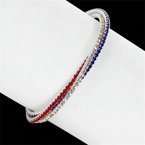 4th of July Necklace Earrings Bracelets Set American Flag Star Heart Pendant Necklace Dangle Earrings Dainty Rhinestone Red Blue White Bracelets Independence Day Patriotic Jewelry in Kuwait