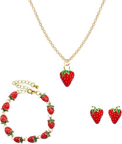 Strawberry Earrings/Necklace/Bracelet Cute Strawberry Jewelry, Mothers Day Gifts for Mom, Birthday Gifts for Women in Saudi Arabia
