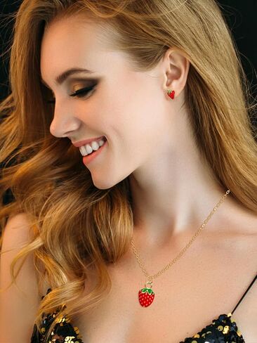 Strawberry Earrings/Necklace/Bracelet Cute Strawberry Jewelry, Mothers Day Gifts for Mom, Birthday Gifts for Women in Saudi Arabia