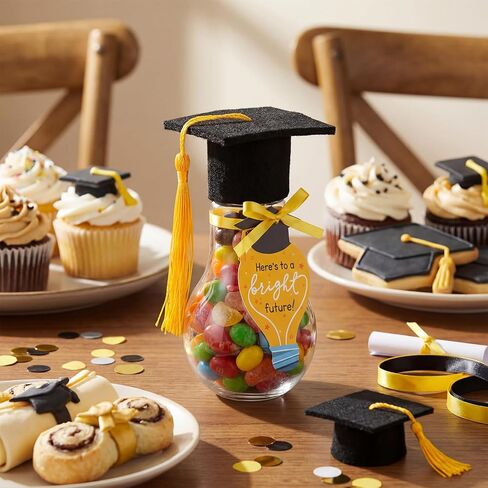 Rtteri 12 Pack Graduation Gift 2026 Graduation Money Box Holder Plastic Light Bulb Jars with Cards Clear Candy Container Mason Drinking Cups for Centerpiece College Grad Party Favor Decoration in Kuwait