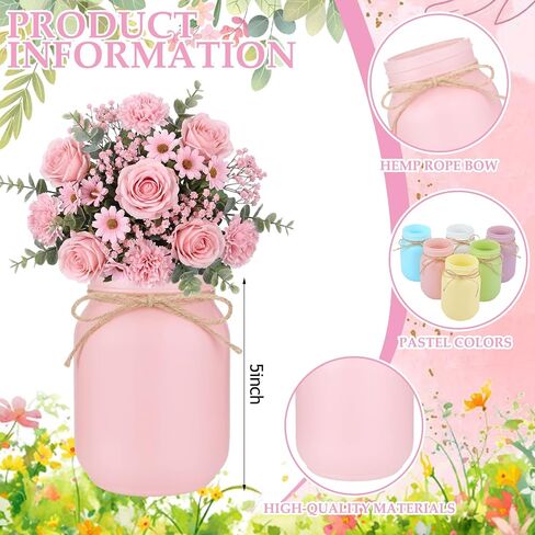 6 Pcs Pastel Mason Jar Centerpieces for Tables Ceramic Flower Vase Decorative Jars with Soft Macaron Color for Wedding Bridal Baby Shower Spring Party Decoration Supplies in Saudi Arabia