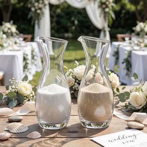 2 Pack Glass Wedding Sand Ceremony Set Pitcher Shaped Sand Jars Clear Unity Sands for Wedding Ceremony Set Sands Vase Decor Party Supplies 8.54 Inch in Saudi Arabia