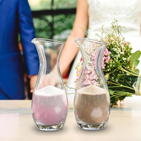 2 Pack Glass Wedding Sand Ceremony Set Pitcher Shaped Sand Jars Clear Unity Sands for Wedding Ceremony Set Sands Vase Decor Party Supplies 8.54 Inch in Saudi Arabia
