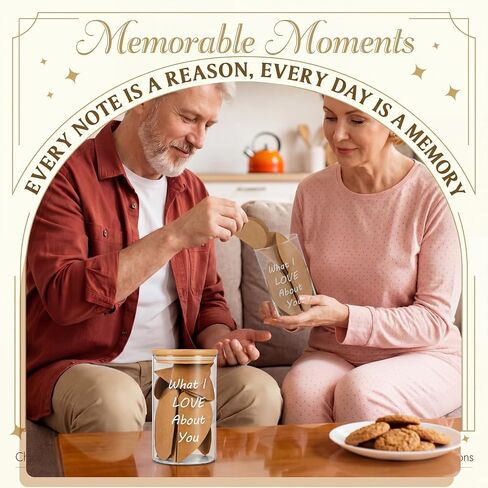 Love Notes Memory Jar, What I Love About You Jar & 50 Heart Shaped Note 1 Pen Anniversary Birthday Father's Day Long Distance Relationship Gift for Boy/girlfriend Husband Wife Couple Mom Dad in Saudi Arabia